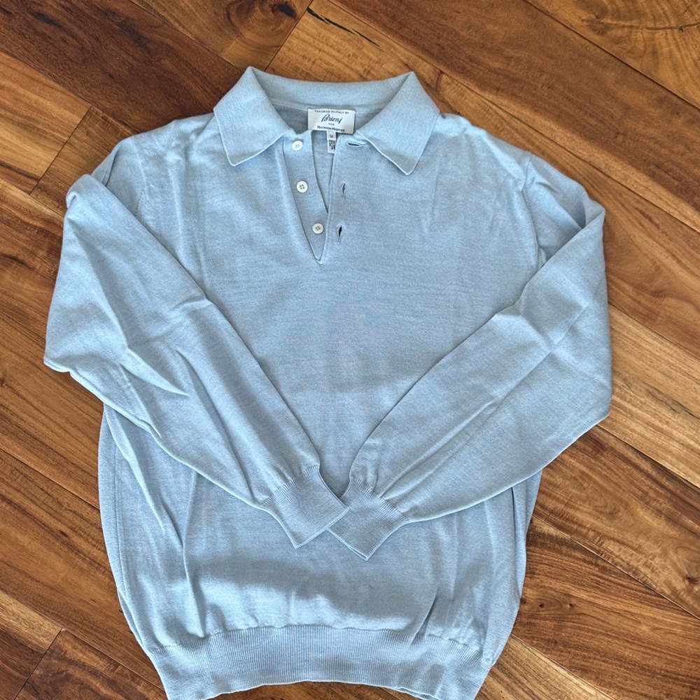 Brioni Light Gray Polo Sweater